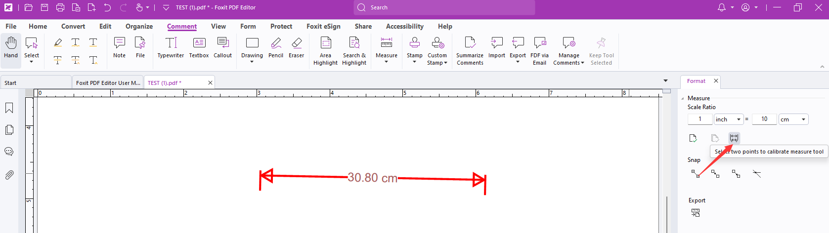 How to change the Scale Ratio of a measurement in Foxit PDF Editor and ...