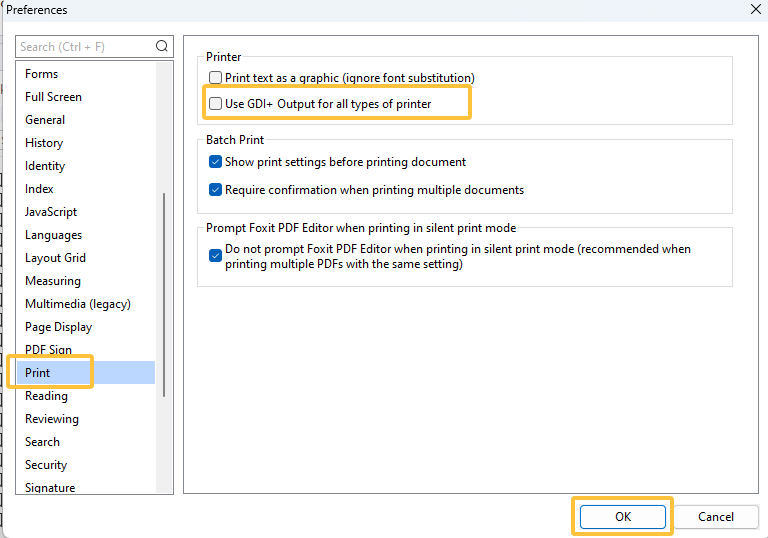 Troubleshoot PDF printing in Foxit PDF Editor and Foxit PDF Reader